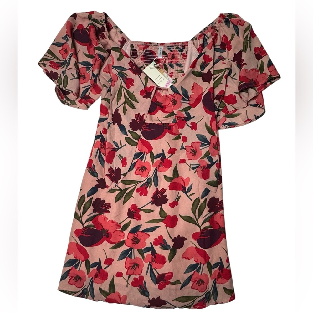 NWT Dokotoo Pink Floral Puff Sleeve Mini Dress - Size‎ M